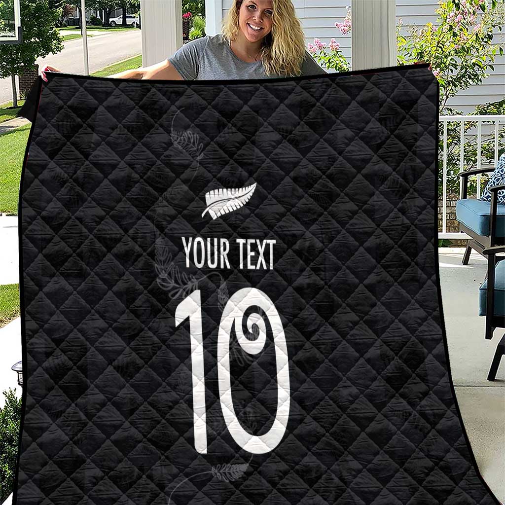 Custom New Zealand Rugby Quilt All Silver Ferns Blacks LT03 Black - Polynesian Pride