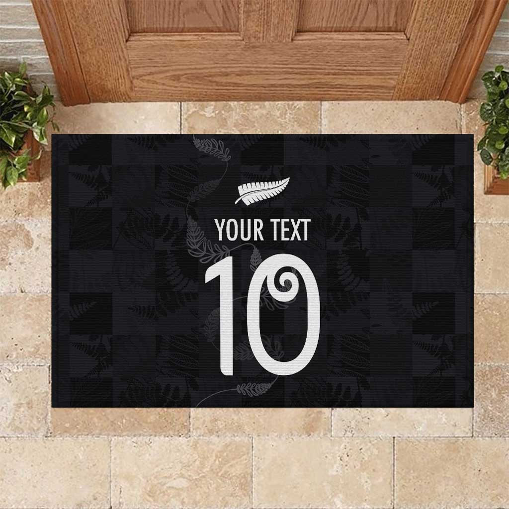 Custom New Zealand Rugby Rubber Doormat All Silver Ferns Blacks LT03 Black - Polynesian Pride