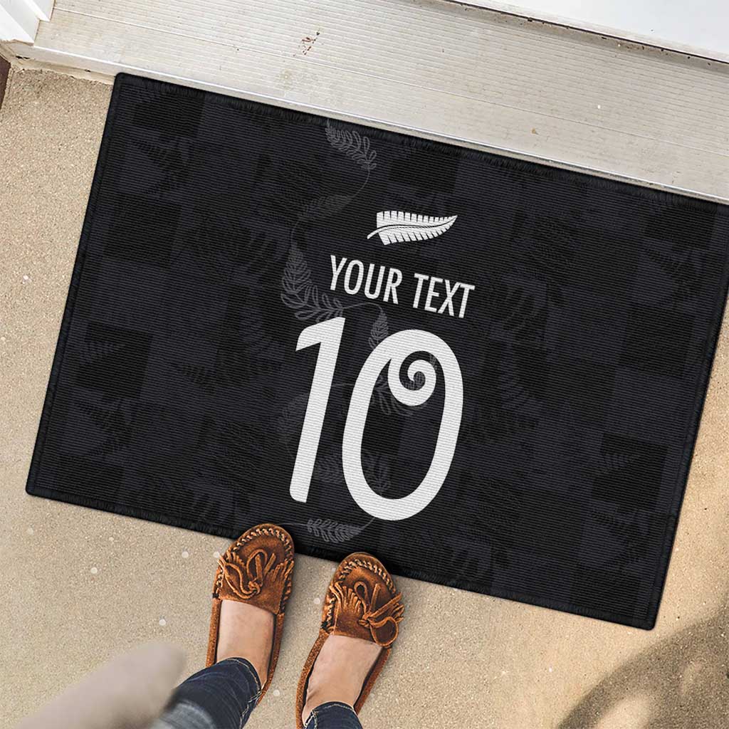 Custom New Zealand Rugby Rubber Doormat All Silver Ferns Blacks LT03 - Polynesian Pride