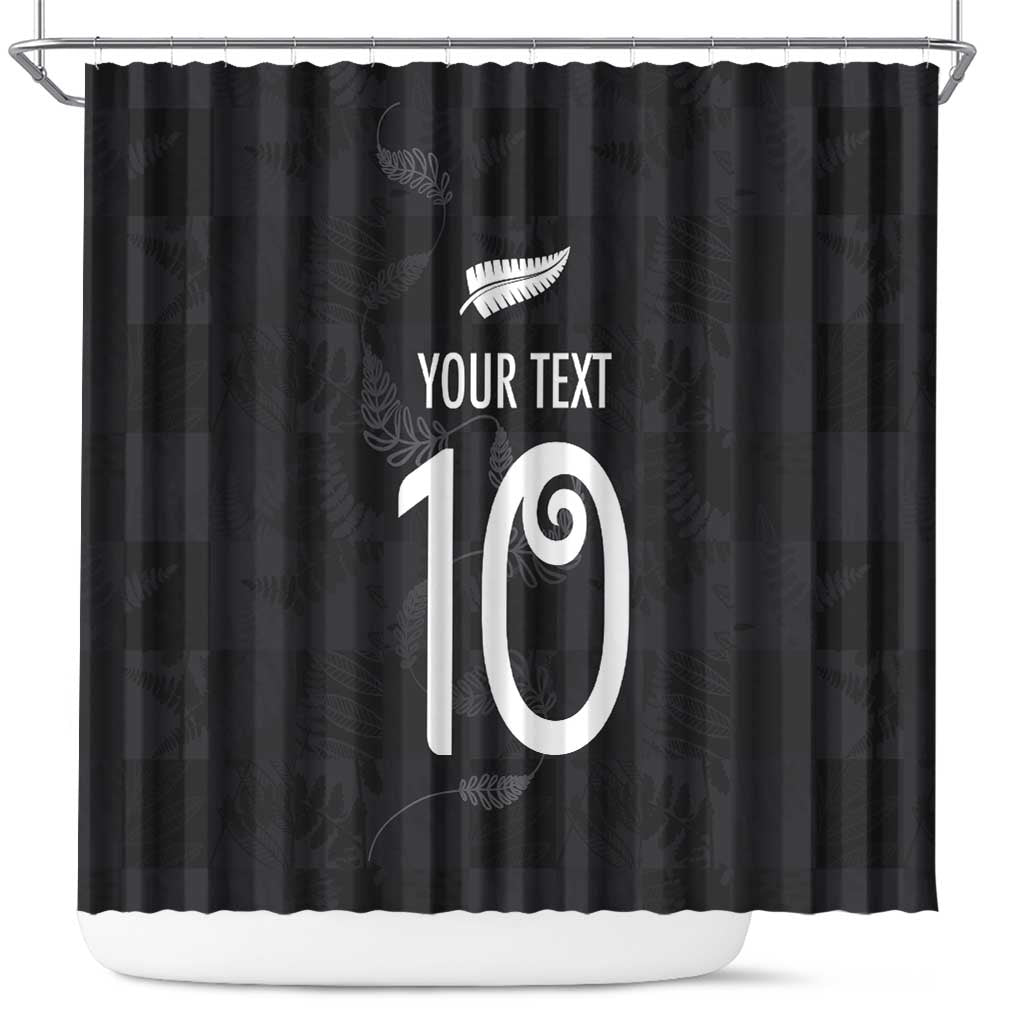 Custom New Zealand Rugby Shower Curtain All Silver Ferns Blacks LT03 Black - Polynesian Pride