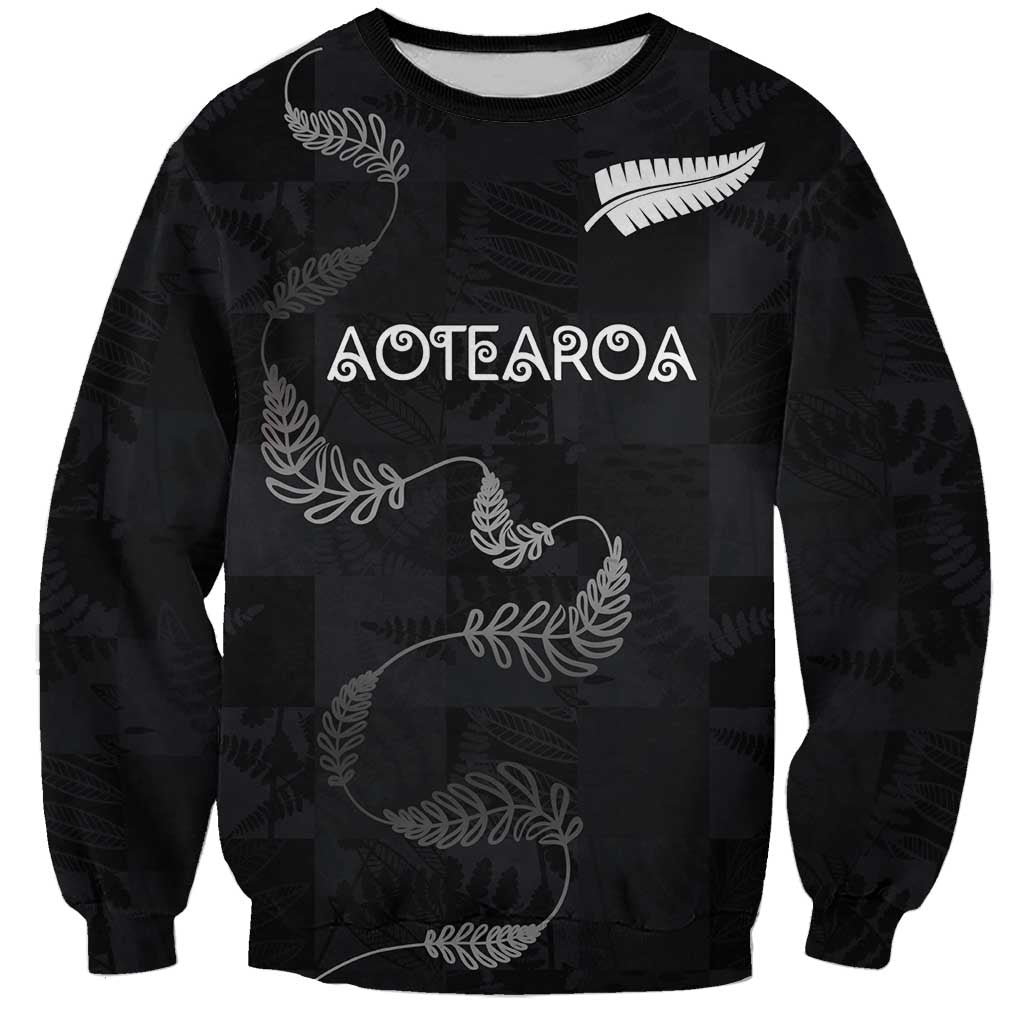 Custom New Zealand Rugby Sweatshirt All Silver Ferns Blacks LT03 Unisex Black - Polynesian Pride