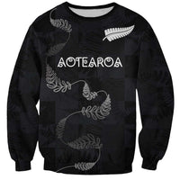 Custom New Zealand Rugby Sweatshirt All Silver Ferns Blacks LT03 Unisex Black - Polynesian Pride