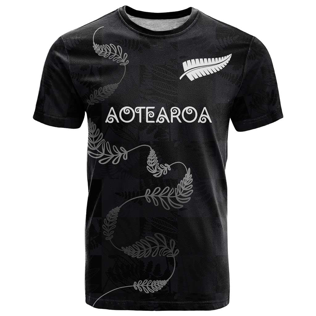 Custom New Zealand Rugby T Shirt All Silver Ferns Blacks LT03 Black - Polynesian Pride