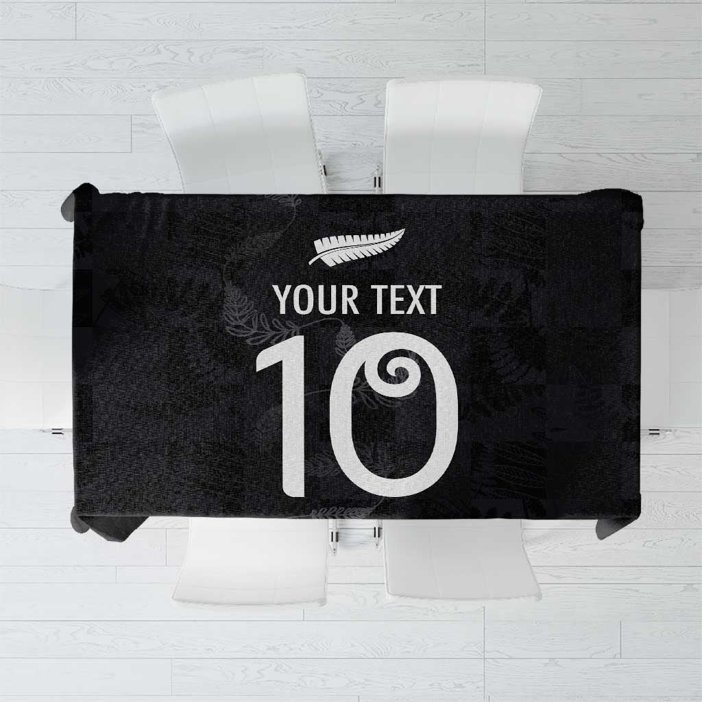 Custom New Zealand Rugby Tablecloth All Silver Ferns Blacks LT03 Black - Polynesian Pride
