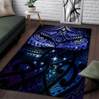 New Zealand Matariki Area Rug Maori Pattern and Matariki Sky Night LT03 Blue - Polynesian Pride