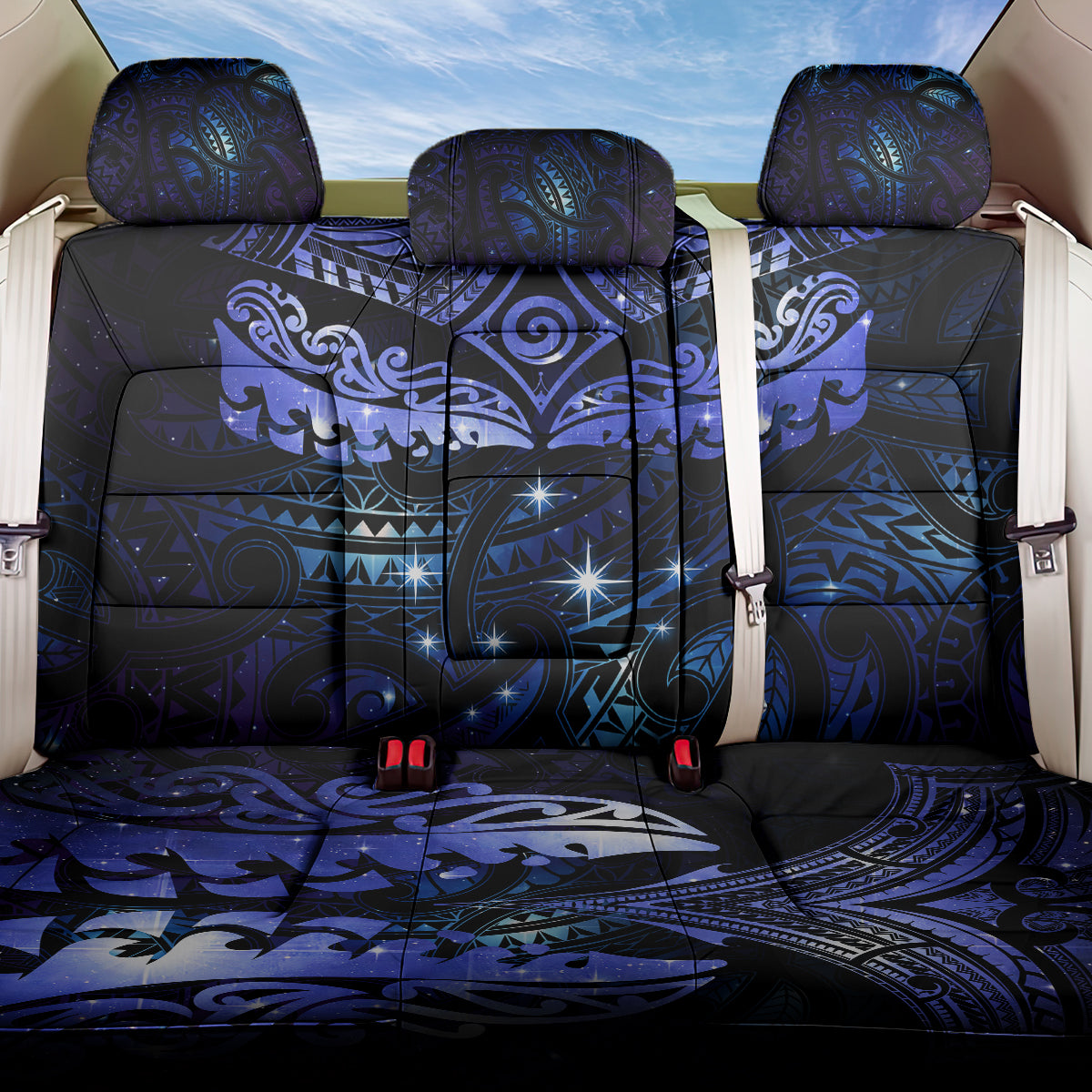 New Zealand Matariki Back Car Seat Cover Maori Pattern and Matariki Sky Night