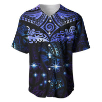 New Zealand Matariki Baseball Jersey Maori Pattern and Matariki Sky Night LT03 Blue - Polynesian Pride