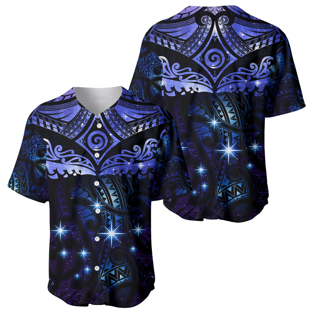 New Zealand Matariki Baseball Jersey Maori Pattern and Matariki Sky Night LT03 - Polynesian Pride
