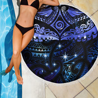 New Zealand Matariki Beach Blanket Maori Pattern and Matariki Sky Night LT03 - Polynesian Pride