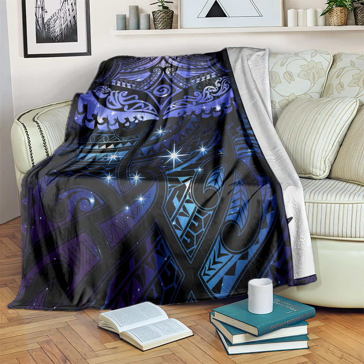 New Zealand Matariki Blanket Maori Pattern and Matariki Sky Night LT03 Blue - Polynesian Pride
