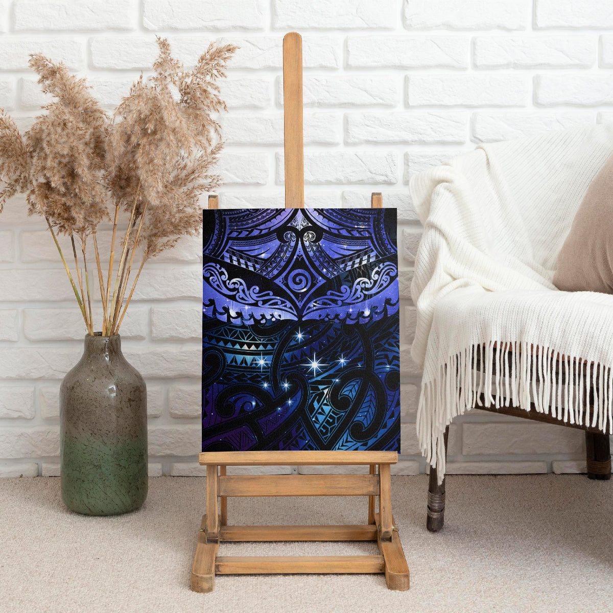 New Zealand Matariki Canvas Wall Art Maori Pattern and Matariki Sky Night LT03 - Polynesian Pride