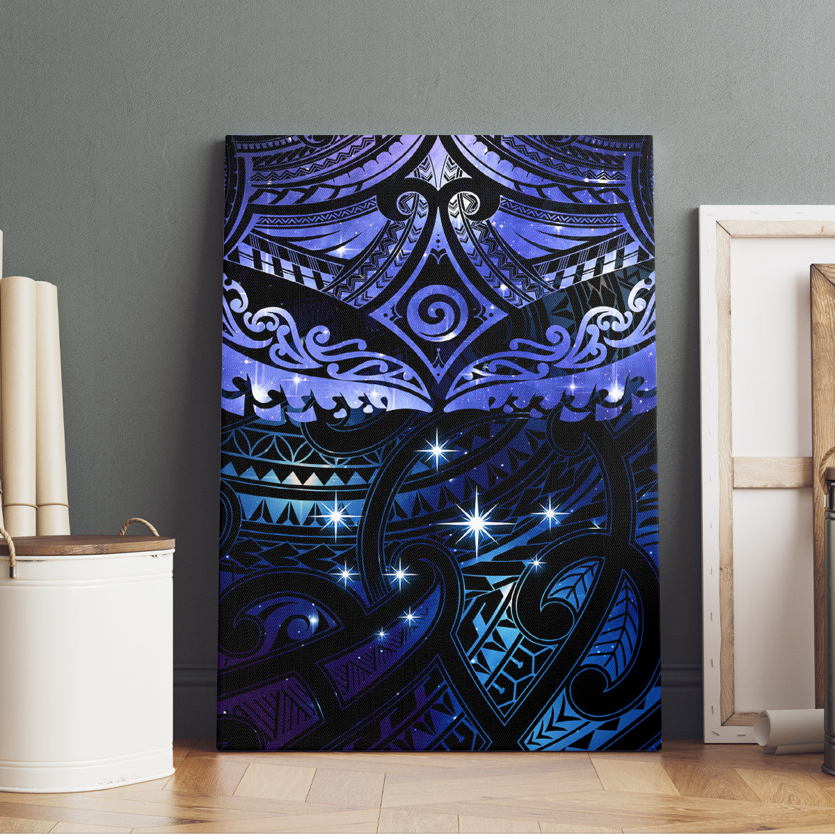 New Zealand Matariki Canvas Wall Art Maori Pattern and Matariki Sky Night LT03 - Polynesian Pride