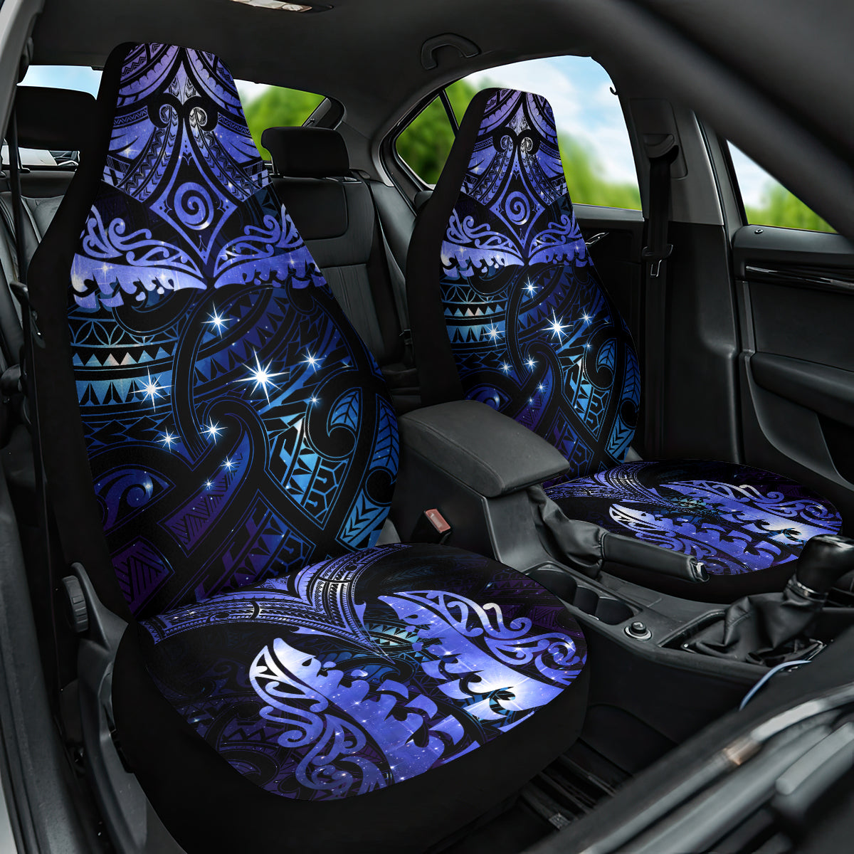 New Zealand Matariki Car Seat Cover Maori Pattern and Matariki Sky Night LT03 One Size Blue - Polynesian Pride