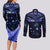 New Zealand Matariki Couples Matching Long Sleeve Bodycon Dress and Long Sleeve Button Shirt Maori Pattern and Matariki Sky Night