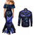 New Zealand Matariki Couples Matching Mermaid Dress and Long Sleeve Button Shirt Maori Pattern and Matariki Sky Night