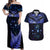 New Zealand Matariki Couples Matching Off Shoulder Maxi Dress and Hawaiian Shirt Maori Pattern and Matariki Sky Night