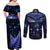 New Zealand Matariki Couples Matching Off Shoulder Maxi Dress and Long Sleeve Button Shirt Maori Pattern and Matariki Sky Night