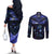 New Zealand Matariki Couples Matching Off The Shoulder Long Sleeve Dress and Long Sleeve Button Shirt Maori Pattern and Matariki Sky Night