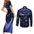 New Zealand Matariki Couples Matching Short Sleeve Bodycon Dress and Long Sleeve Button Shirt Maori Pattern and Matariki Sky Night