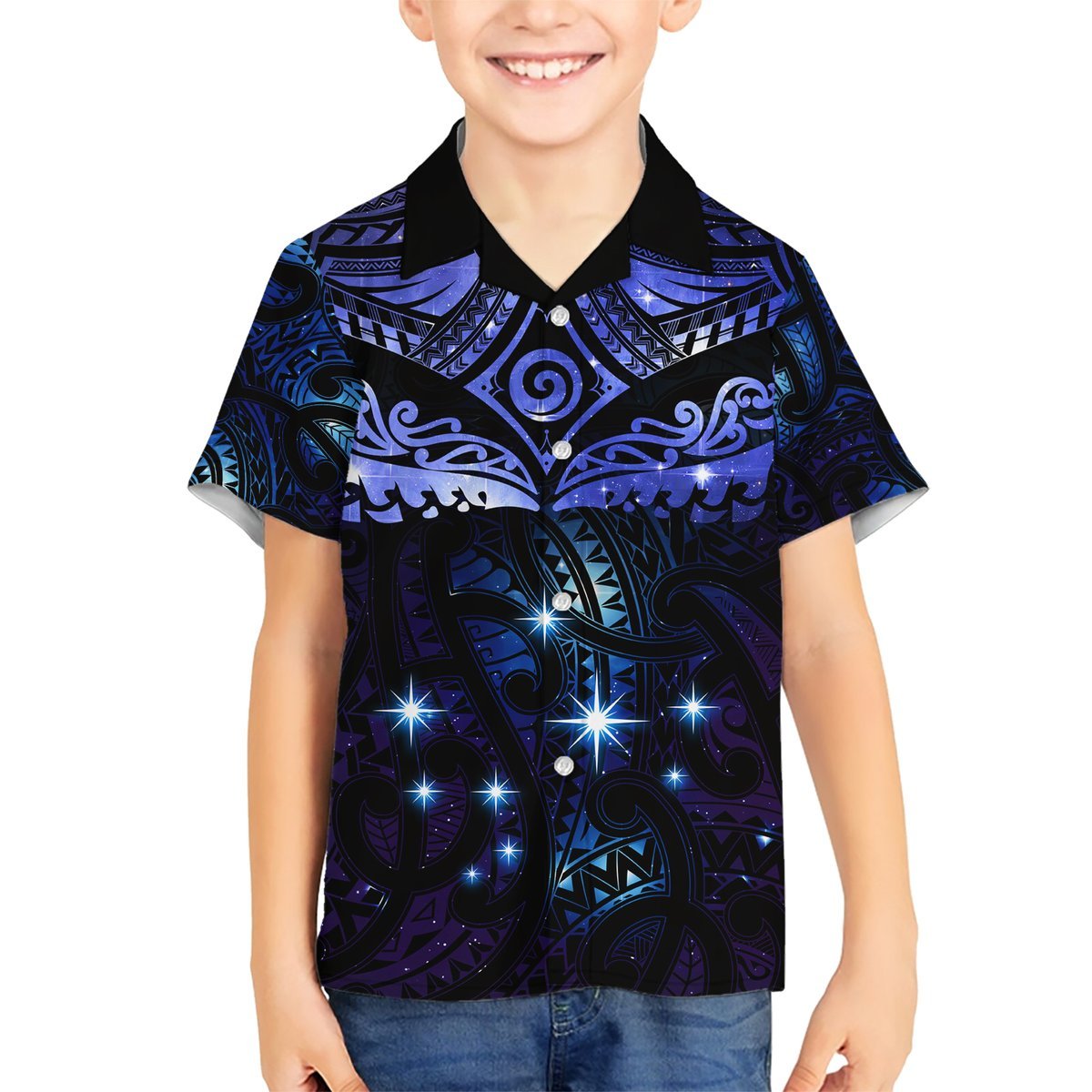 New Zealand Matariki Hawaiian Shirt Maori Pattern and Matariki Sky Night LT03 - Polynesian Pride