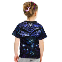 New Zealand Matariki Kid T Shirt Maori Pattern and Matariki Sky Night LT03 - Polynesian Pride