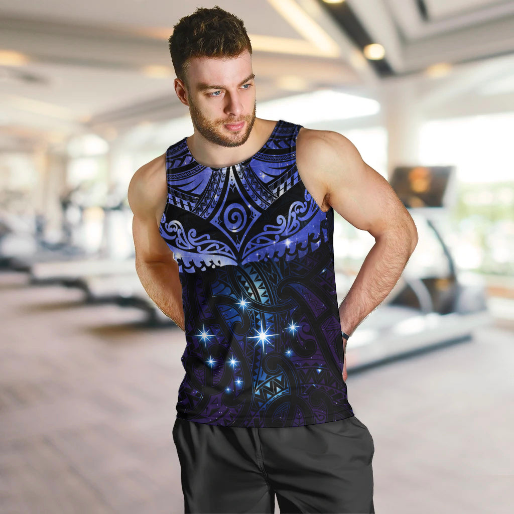 New Zealand Matariki Men Tank Top Maori Pattern and Matariki Sky Night