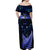 New Zealand Matariki Off Shoulder Maxi Dress Maori Pattern and Matariki Sky Night