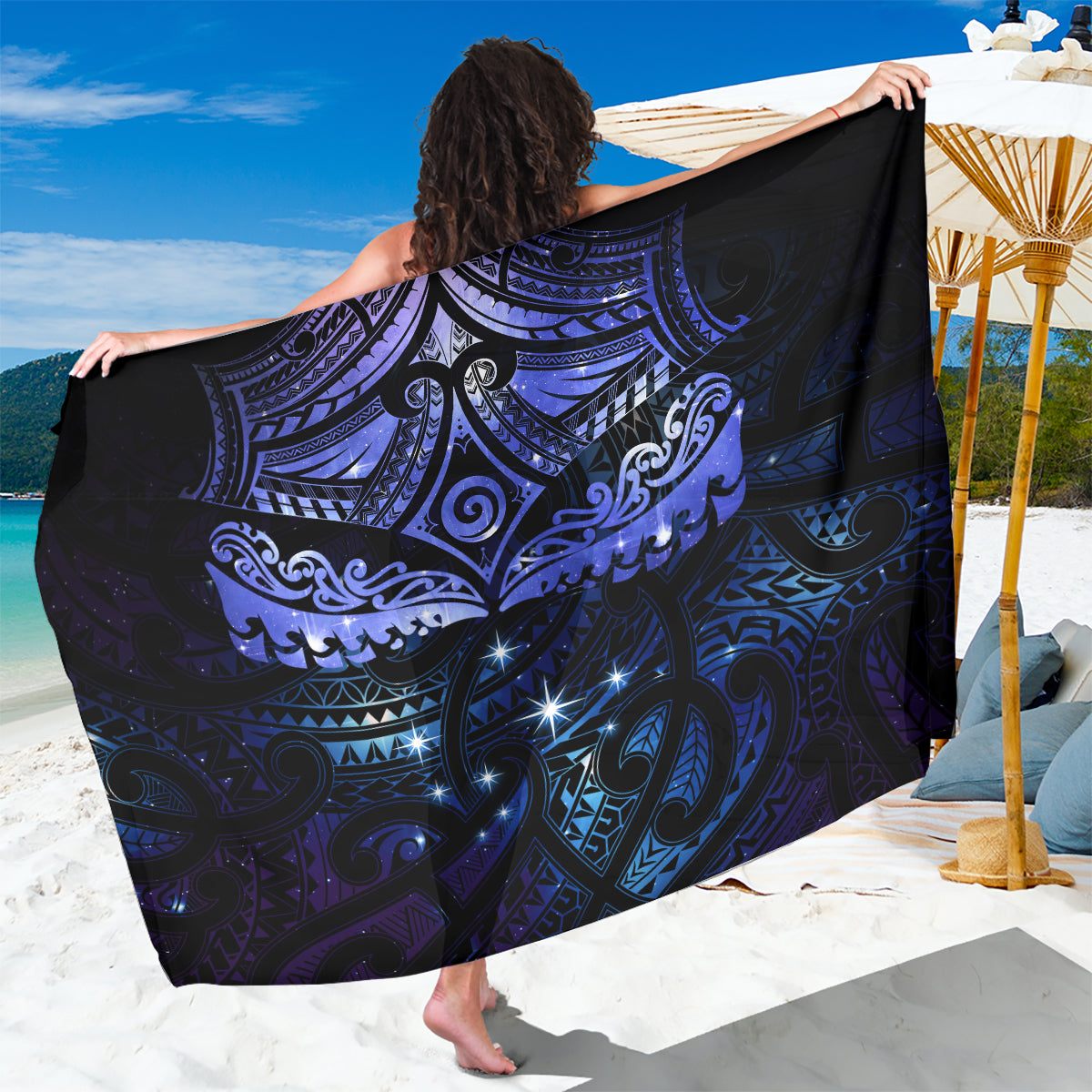 New Zealand Matariki Sarong Maori Pattern and Matariki Sky Night