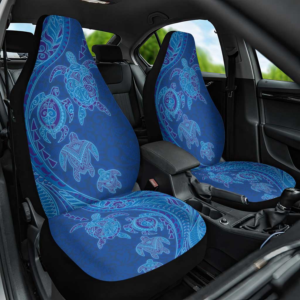 Hawaiian Turtles and Polynesian Art Tattoo Car Seat Cover Ocean Abyss LT03 One Size Blue - Polynesian Pride