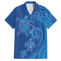 Hawaiian Turtles and Polynesian Art Tattoo Hawaiian Shirt Ocean Abyss LT03 Blue - Polynesian Pride