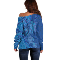 Hawaiian Turtles and Polynesian Art Tattoo Off Shoulder Sweater Ocean Abyss LT03 - Polynesian Pride