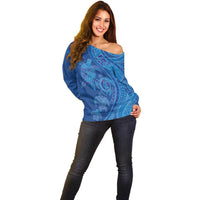 Hawaiian Turtles and Polynesian Art Tattoo Off Shoulder Sweater Ocean Abyss LT03 - Polynesian Pride