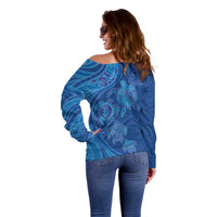 Hawaiian Turtles and Polynesian Art Tattoo Off Shoulder Sweater Ocean Abyss LT03 - Polynesian Pride
