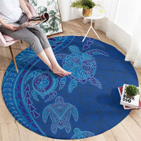 Hawaiian Turtles and Polynesian Art Tattoo Round Carpet Ocean Abyss LT03 - Polynesian Pride