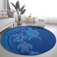 Hawaiian Turtles and Polynesian Art Tattoo Round Carpet Ocean Abyss LT03 - Polynesian Pride
