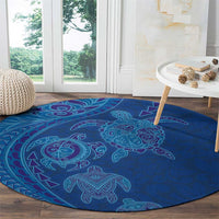 Hawaiian Turtles and Polynesian Art Tattoo Round Carpet Ocean Abyss LT03 - Polynesian Pride