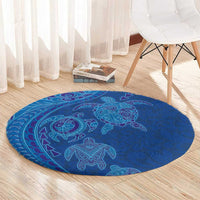 Hawaiian Turtles and Polynesian Art Tattoo Round Carpet Ocean Abyss LT03 - Polynesian Pride