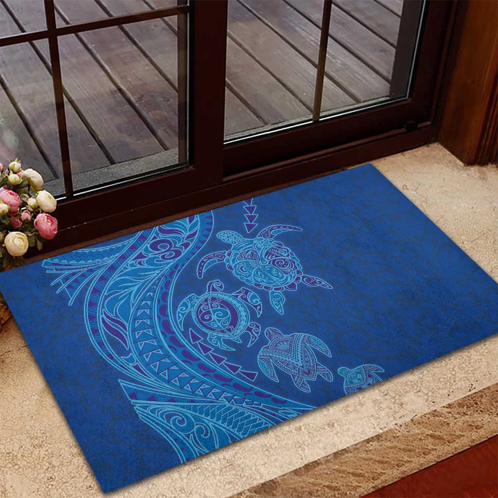 Hawaiian Turtles and Polynesian Art Tattoo Rubber Doormat Ocean Abyss LT03 - Polynesian Pride