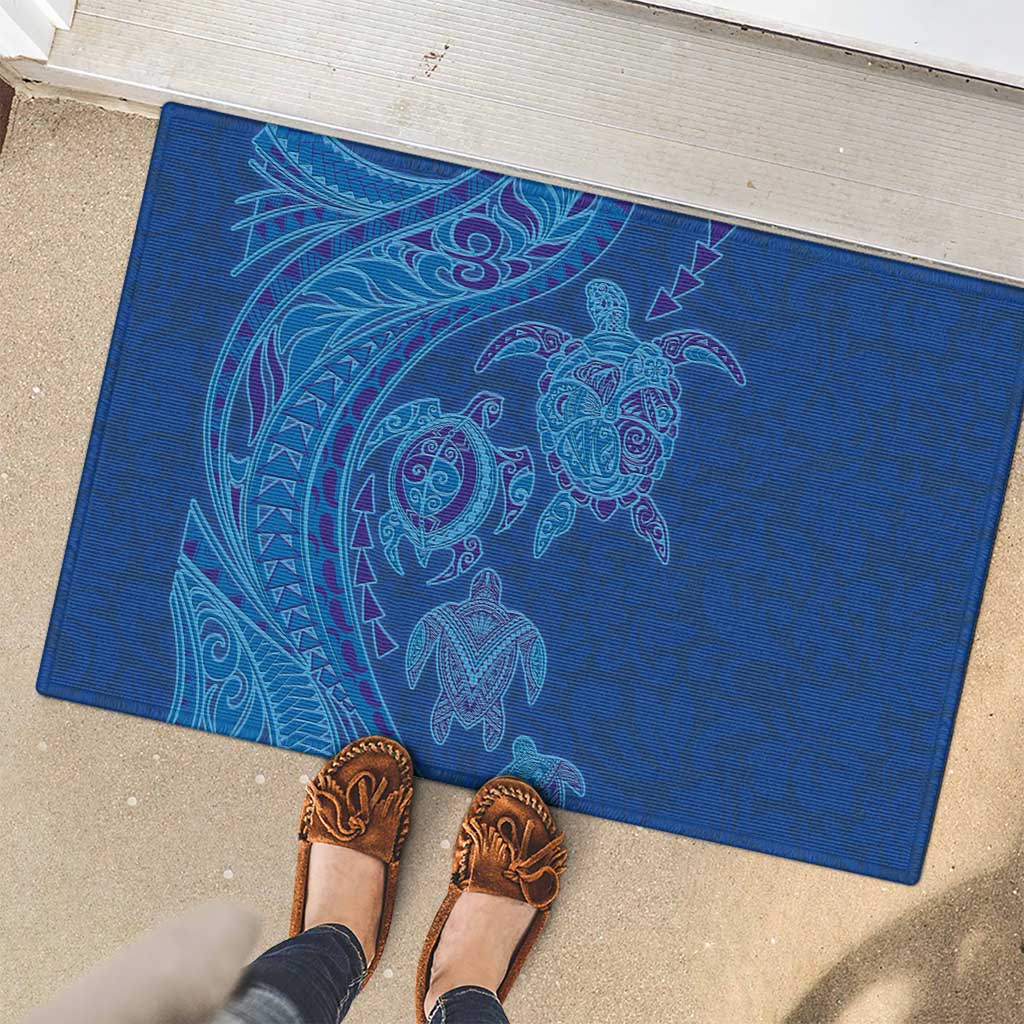 Hawaiian Turtles and Polynesian Art Tattoo Rubber Doormat Ocean Abyss LT03 - Polynesian Pride