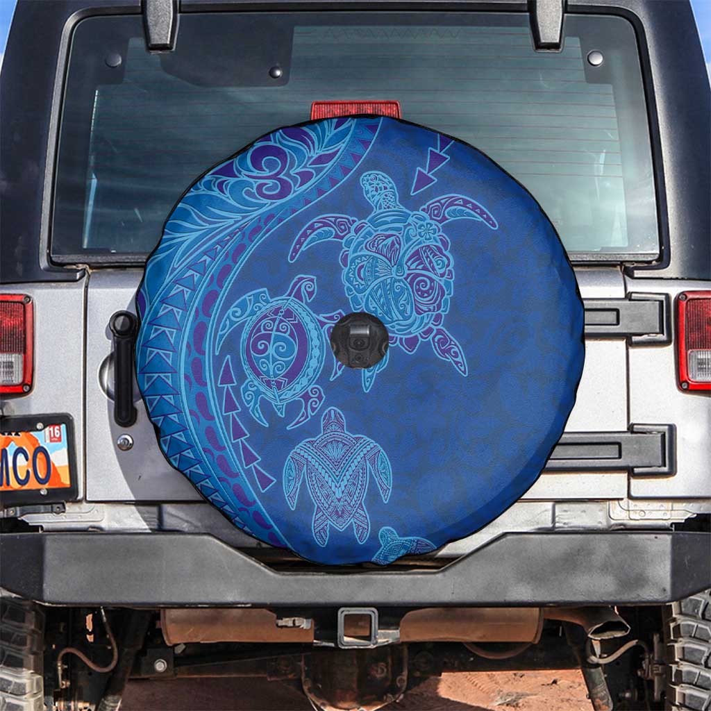 Hawaiian Turtles and Polynesian Art Tattoo Spare Tire Cover Ocean Abyss LT03 Blue - Polynesian Pride