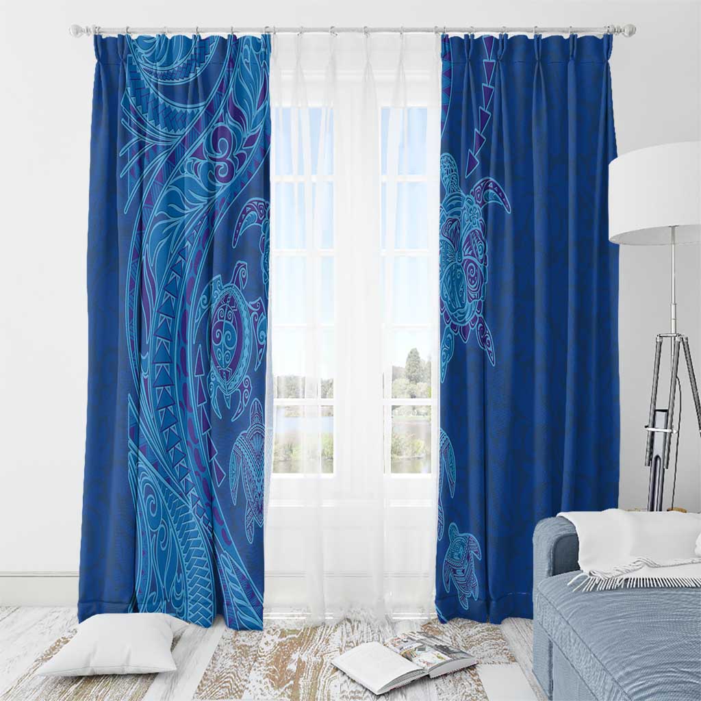 Hawaiian Turtles and Polynesian Art Tattoo Window Curtain Ocean Abyss LT03 - Polynesian Pride