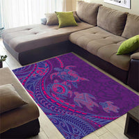 Hawaiian Turtles and Polynesian Art Tattoo Area Rug Dusky Violet LT03 - Polynesian Pride