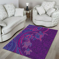 Hawaiian Turtles and Polynesian Art Tattoo Area Rug Dusky Violet LT03 - Polynesian Pride