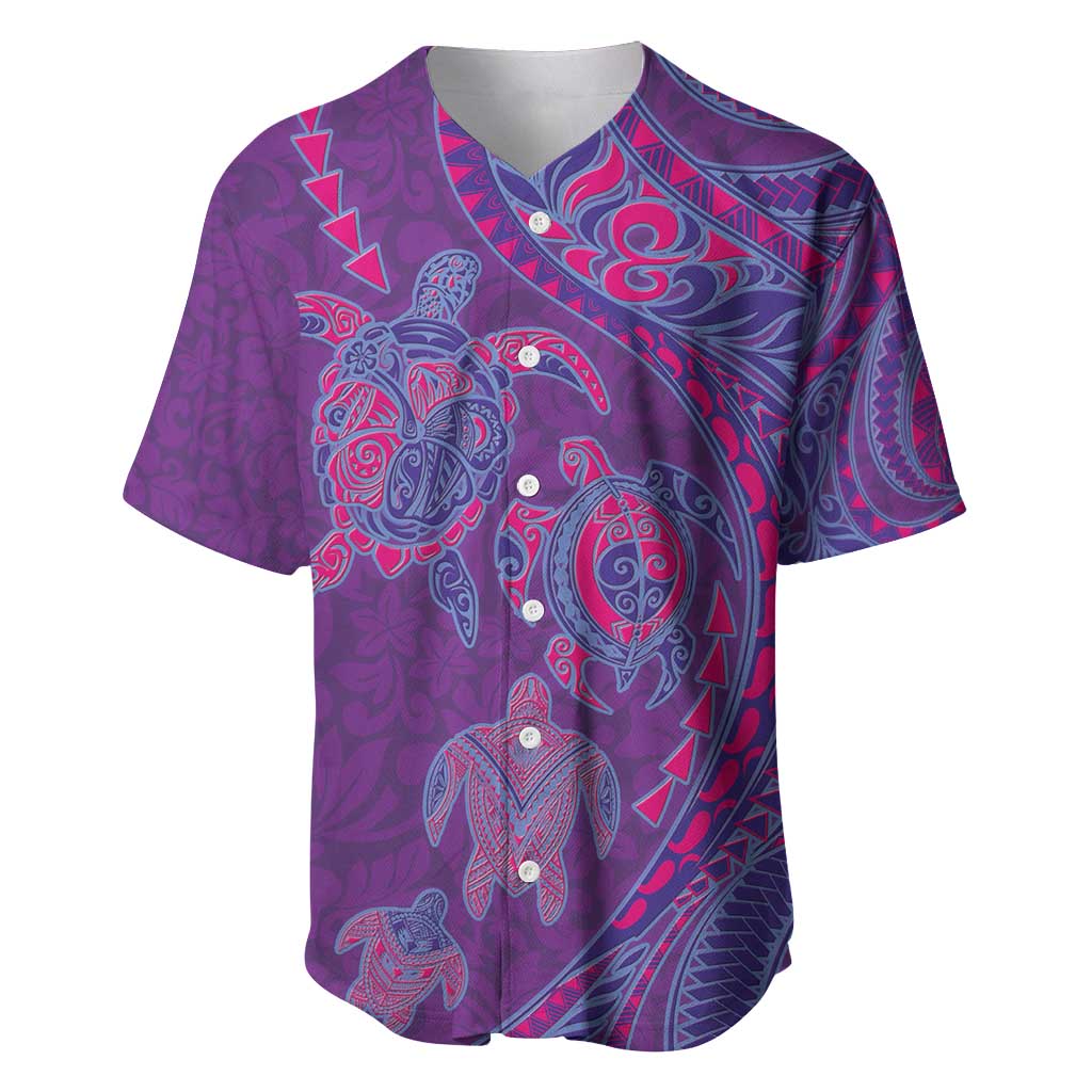 Hawaiian Turtles and Polynesian Art Tattoo Baseball Jersey Dusky Violet LT03 Purple - Polynesian Pride