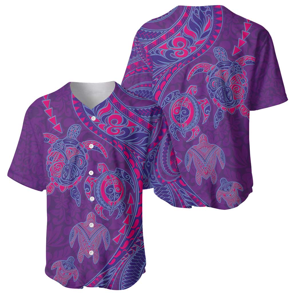 Hawaiian Turtles and Polynesian Art Tattoo Baseball Jersey Dusky Violet LT03 - Polynesian Pride