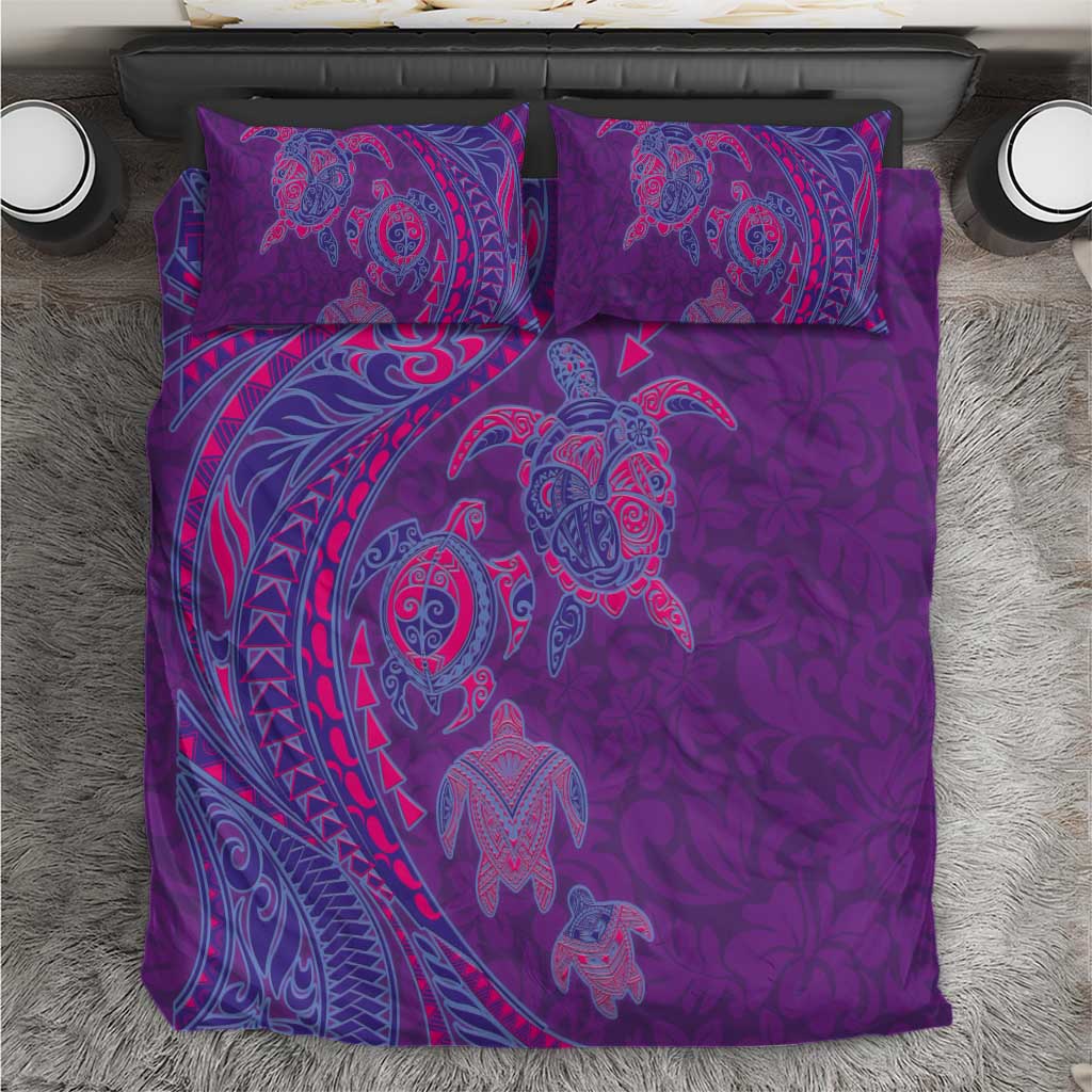 Hawaiian Turtles and Polynesian Art Tattoo Bedding Set Dusky Violet LT03 Purple - Polynesian Pride