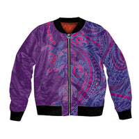 Hawaiian Turtles and Polynesian Art Tattoo Bomber Jacket Dusky Violet LT03 Unisex Purple - Polynesian Pride