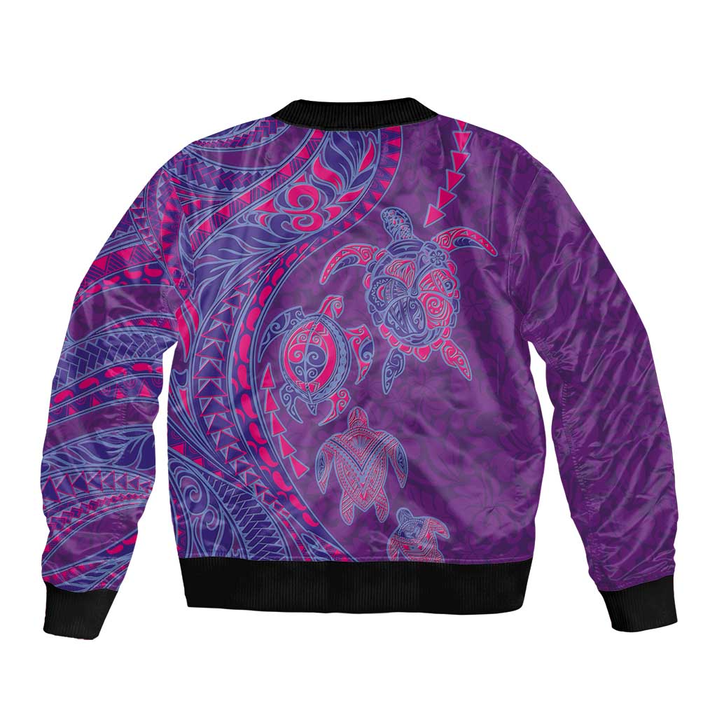 Hawaiian Turtles and Polynesian Art Tattoo Bomber Jacket Dusky Violet LT03 - Polynesian Pride