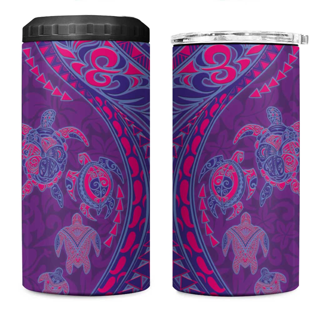 Hawaiian Turtles and Polynesian Art Tattoo 4 in 1 Can Cooler Tumbler Dusky Violet LT03 One Size: 16 oz Purple - Polynesian Pride