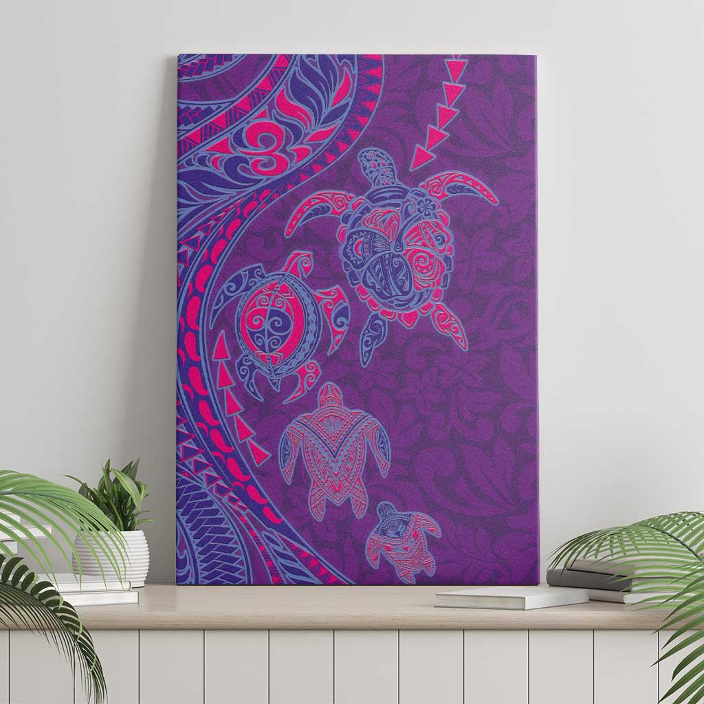 Hawaiian Turtles and Polynesian Art Tattoo Canvas Wall Art Dusky Violet LT03 - Polynesian Pride